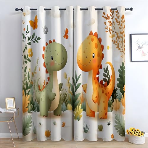 JOSUE Cartoon-Tiere Vorhänge Landschaft Muster Minimalismus 2er Set, Thermovorhang Kälteschutz Schallschutz für Wohnzimmer Schlafzimmer-H300 x B140 cm (2er Pack) von JOSUE