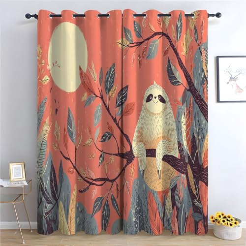 JOSUE Cartoon-Tiervorhänge Niedliche Tiere 2er Set, Thermovorhang Kälteschutz Schallschutz für Wohnzimmer Schlafzimmer-H230 x B130 cm (2er Pack) von JOSUE