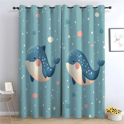 JOSUE Cartoon-Tiervorhänge Niedliche Tiere 2er Set, Thermovorhang Kälteschutz Schallschutz für Wohnzimmer Schlafzimmer-H240 x B140 cm (2er Pack) von JOSUE