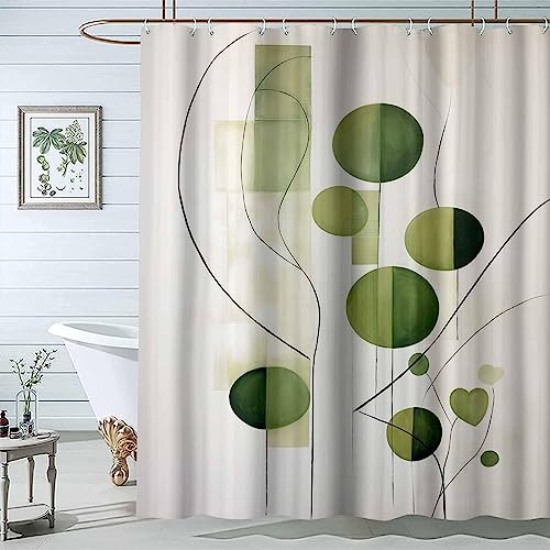 JOSUE Duschvorhänge mit 12 Haken Grün Wasserdicht Duschvorhang für Badezimmer, Badewannen Hotelvorhang, Maschinenwaschbar, Schnell Trocknend - 150x180cm von JOSUE