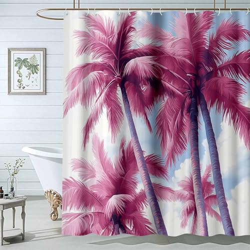 JOSUE Duschvorhang GrüNe BläTter Pflanzen Ozean Pflanze Badewanne Vorhang natürliche Bad Vorhang im Freien für Badezimmer Dekor mit Haken-H200 x B300 cm von JOSUE
