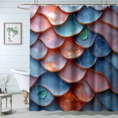 JOSUE Duschvorhang Mit Pflanzen Bunt Stoffliches Gewebe Badezimmerdekorationsset mit Haken-H200 x B150 cm von JOSUE