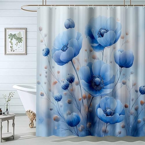 JOSUE Duschvorhang Pflanzen Natur Landschaft Aquarell Duschvorhäng Wasserdicht Polyester Stoff Waschbar Bad Vorhang mit 12 Haken für Badezimmer-H200 x B280 cm von JOSUE