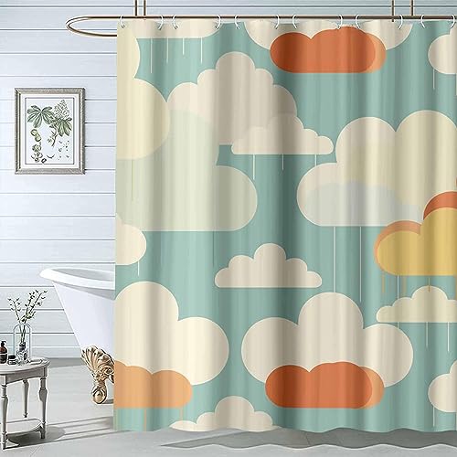 JOSUE Duschvorhang Weiß, Orange duschvorhang Wasserabweisend Badewanne Vorhang aus Polyester Waschbar Badvorhang mit 12 Duschvorhängeringen - 180x200cm JOSUE Duschvorhang Weiß, Orange duschvorhang Wasserabweisend Badewanne Vorhang aus Polyester Waschbar Badvorhang mit 12 Duschvorhängeringen - 180x200cm von JOSUE