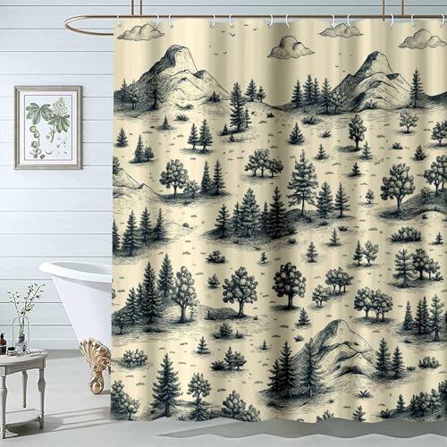 JOSUE Duschvorhang mit Blumenmuster Berg Duschvorhäng Wasserdicht Polyester Stoff Waschbar Bad Vorhang mit 12 Haken für Badezimmer-H180 x B180 cm JOSUE Duschvorhang mit Blumenmuster Berg Duschvorhäng Wasserdicht Polyester Stoff Waschbar Bad Vorhang mit 12 Haken für Badezimmer-H180 x B180 cm von JOSUE