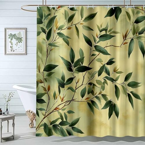 JOSUE Floral Duschvorhänge Vintage botanische Blatt PflanzenNatur-Duschvorhang-Set mit Haken, schwer und wasserabweisend-H200 x B200 cm JOSUE Floral Duschvorhänge Vintage botanische Blatt PflanzenNatur-Duschvorhang-Set mit Haken, schwer und wasserabweisend-H200 x B200 cm von JOSUE