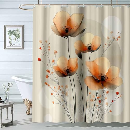 JOSUE Garten Kulisse Duschvorhang Grün Botanik Blätter Vintage Natur Floral Badezimmer Dekor Ästhetisch Neutral Bad-Set Boho Badezimmer-H200 x B150 cm von JOSUE