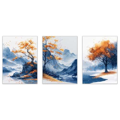 JOSUE Gelb, Blau Leinwand Bilder Pflanzen Wandbilder Wohnzimmer, Tusche Malerei Berg Modern Wandbild Anlage Wanddeko Schlafzimmer Deko-20x30cmx3 Ungerahmt JOSUE Gelb, Blau Leinwand Bilder Pflanzen Wandbilder Wohnzimmer, Tusche Malerei Berg Modern Wandbild Anlage Wanddeko Schlafzimmer Deko-20x30cmx3 Ungerahmt von JOSUE