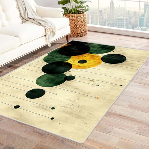 JOSUE Generic Weicher Teppich 3D Vintage Boho Rétro Carpet Minimalistischer Kreis Teppiche für Schlafzimmer Esszimmer rutschfest Weich Modern Teppich Groß(Grün 10)-60x90cm von JOSUE