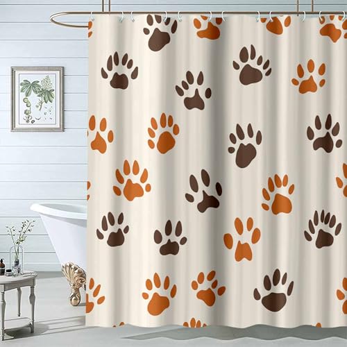 JOSUE Moderne Pflanzen Grau Duschvorhang Niedlich Duschvorhäng Wasserdicht Polyester Stoff Waschbar Bad Vorhang mit 12 Haken für Badezimmer-H200 x B150 cm von JOSUE