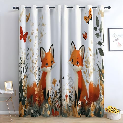 JOSUE Safari-Tiervorhänge Niedliche Tiere Boho Bauernhaus, ästhetische vorhänge für Badezimmer, Schlafzimmer-H240 x B140 cm (2er Pack) von JOSUE