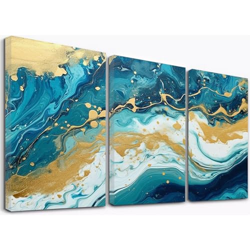 JOSUE Set 3 Teilig Abstrakt ZeitgenöSsisch Wandbilder Wohnzimmer, Abstrakte Blau Weiss Leinwand Bilder Wandkunst Deko für Schlafzimmer Esszimmer Badezimmer Küche -40x60cm Gerahmt JOSUE Set 3 Teilig Abstrakt ZeitgenöSsisch Wandbilder Wohnzimmer, Abstrakte Blau Weiss Leinwand Bilder Wandkunst Deko für Schlafzimmer Esszimmer Badezimmer Küche -40x60cm Gerahmt von JOSUE