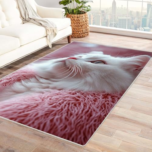 JOSUE Teppich Tier 3D Carpet Teppiche Niedliche Tiere Wohnzimmer Teppich Weiche rutschfeste Waschbare Fußmatte Spielmatte Rug(Rosa 60)-60x90cm von JOSUE