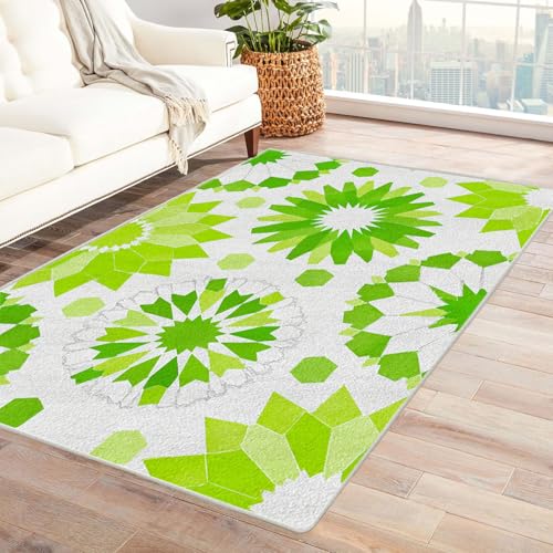 JOSUE Teppich Vintage Boho 3D Rétro Carpet Teppiche Minimalistische Blumen ideal fürs Wohnzimmer, Schlafzimmer und Kinderzimmer auch als Badematte(Grün 72)-240x300cm von JOSUE