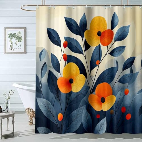 JOSUE Tropischer Botanischer Duschvorhang Blumen Stoffliches Gewebe Badezimmerdekorationsset mit Haken-H200 x B180 cm JOSUE Tropischer Botanischer Duschvorhang Blumen Stoffliches Gewebe Badezimmerdekorationsset mit Haken-H200 x B180 cm von JOSUE