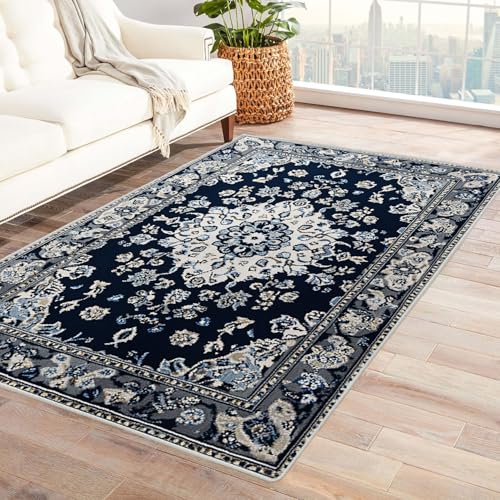 JOSUE Vintage Teppich Wohnzimmerteppich Böhmische Wohnzimmer Schlafzimmer Dekor Kinder Spielmatte Küche Korridor Essbereich Teppich(Grau 13)-120x150cm von JOSUE