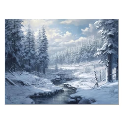 JOSUE Winterlandschaft, Schneewald Wandbilder Wohnzimmer, Moderner Sonnenuntergang Grau Leinwand Bilder Wandkunst Deko für Schlafzimmer Badezimmer Küche -70x100cm Ungerahmt von JOSUE