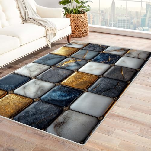 JOSUE Wohnzimmer Vintage Teppich Geometrische Kleiner Teppich Maritim Nautische, Weich Kurzflor & Waschbar & rutschfest Fussmatte Innen(Grau 14)-120x150cm von JOSUE