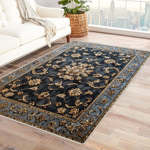 JOSUE Wohnzimmer Vintage Teppich Retro Kleiner Teppich Ozean, Weich Kurzflor & Waschbar & rutschfest Fussmatte Innen, Kinderteppich(Beige 10)-90x150cm von JOSUE