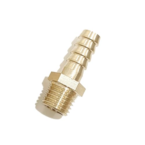 JOSUR Schlauchanschlussadapter mit metrischem Außengewinde aus Messing mit Widerhaken for Rohrverschraubungen, for Schlauchanschlüsse in der industriellen Bewässerung(M10x1 to 8mm) von JOSUR