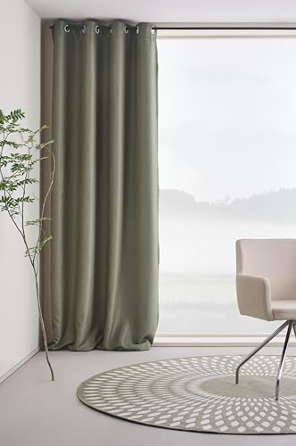 JOTEX Shadow Eyelet Verdunkelungsvorhang mit Öse (1er-Pack), Olivgrün Gardine, 140 x 220 cm von JOTEX