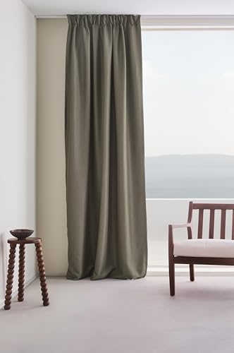 JOTEX Shadow Verdunkelungsvorhang mit Multifunktionsband (1er-Pack), Olivgrün Gardine, 140 x 220 cm von JOTEX