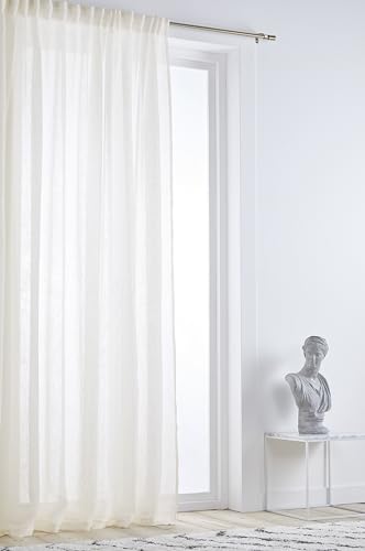 Jotex Ellen Multifunktionsgardine – Leinen Vorhang extra breit, 100% Leinen (1er Pack) - Naturweiß, 220 cm von JOTEX