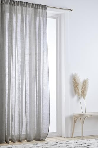 Jotex Ellen Multifunktionsgardine – Leinen Vorhang extra breit, 100% Leinen (1er Pack) - Grau, 220 cm von JOTEX
