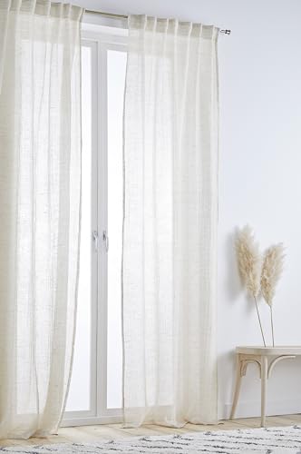 Jotex Ellen Multifunktionsgardine - hochwertige halbtransparente Leinen Gardinen für das Wohnzimmer (2er Set) - Leinenbeige, 220 cm von JOTEX