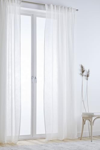 Jotex Ellen Multifunktionsgardine - hochwertige halbtransparente Leinen Gardinen für das Wohnzimmer (2er Set) - Weiß, 300 cm von JOTEX