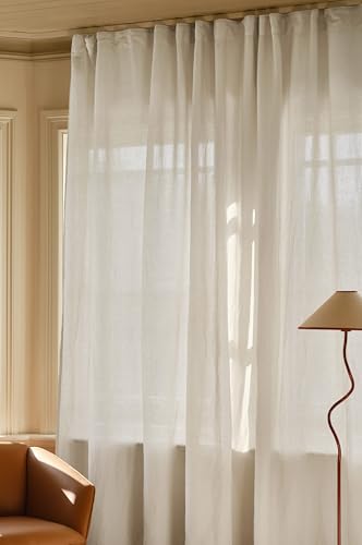 Jotex LINA Linen-Mix Extra Breit 270cm Multifunktionsgardine – Hochwertige Halbtransparente Leinen und Baumwolle Vorhang (1er Pack) - Naturweiß, 270 x 250cm von JOTEX