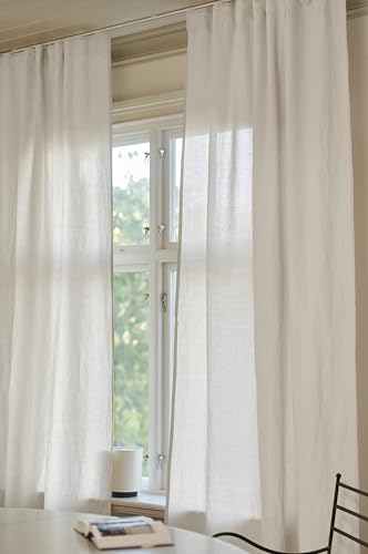 Jotex LINA Linen-Mix Multifunktionsgardine 2er-Set, Hochwertige Halbtransparente Leinen und Baumwolle Gardinen (2er-Pack) - Naturweiß, 135 x 220cm von JOTEX