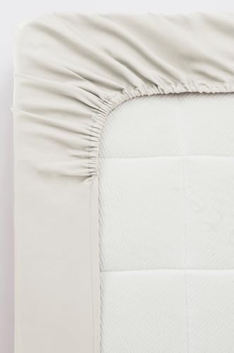 Jotex Zack Satin Spannbettlaken - 100% hochwertige, exklusivem Satin aus Bio-Baumwolle GOTS Zertifiziert Spannbetttuch mit Gummizug - Beige, 120 x 200 cm von JOTEX