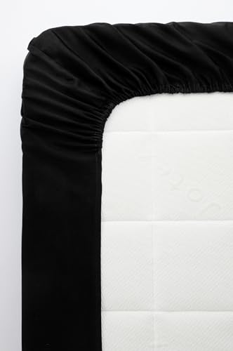 Jotex Zack Satin Spannbettlaken - 100% hochwertige, exklusivem Satin aus Bio-Baumwolle GOTS Zertifiziert Spannbetttuch mit Gummizug - Schwarz, 180 x 200 cm Jotex Zack Satin Spannbettlaken - 100% hochwertige, exklusivem Satin aus Bio-Baumwolle GOTS Zertifiziert Spannbetttuch mit Gummizug - Schwarz, 180 x 200 cm von JOTEX