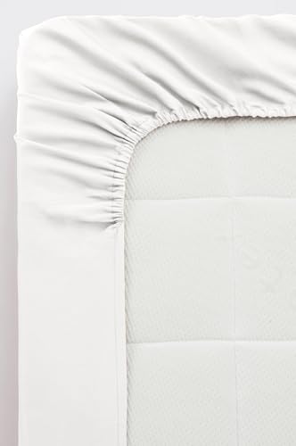 Jotex Zack Satin Spannbettlaken - 100% hochwertige, exklusivem Satin aus Bio-Baumwolle GOTS Zertifiziert Spannbetttuch mit Gummizug - Weiß, 140 x 200 cm von JOTEX
