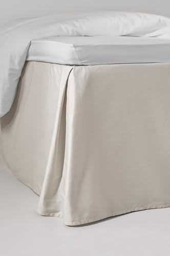 Jotex Zack Satin Volant Betthusse 100% hochwertige Bio-Baumwolle Bettrock, Höhe 45 cm, Beige 180 x 200 cm von JOTEX