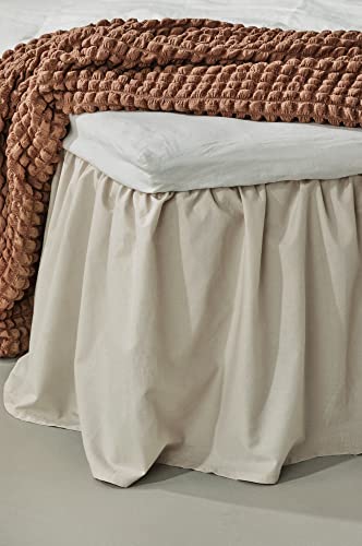 Jotex Zack Volant Betthusse - 100% hochwertige Bio-Baumwolle Bettrock, Höhe 45 cm - Beige, 160 x 200 cm von JOTEX