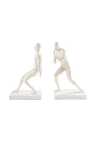 Jotex Push Bücherstütze, stilvolle und Starke dekorative Buchstütze aus Polyresin (2er Set) - Weiß, 26.7X16.5X11 cm von JOTEX