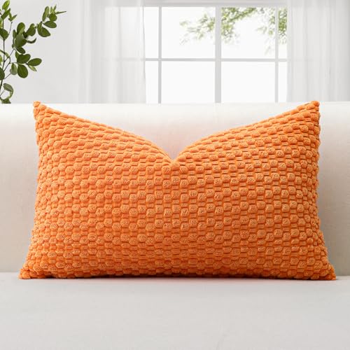 JOTOM 1 Stück Cord Kissenbezüge, 3D Bubble Texture Boho Zierkissenbezug Dekorative Sofakissen Dekokissen Kordsamt Kissenbezug Deko Kissenhülle für Couch Sofa Wohnzimmer (30x50cm, Orange) von JOTOM