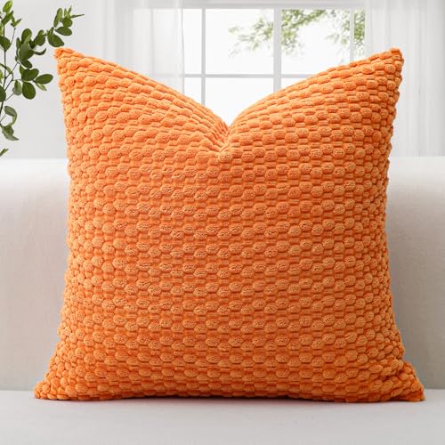 JOTOM 1 Stück Cord Kissenbezüge, 3D Bubble Texture Boho Zierkissenbezug Dekorative Sofakissen Dekokissen Kordsamt Kissenbezug Deko Kissenhülle für Couch Sofa Wohnzimmer (40x40cm, Orange) von JOTOM