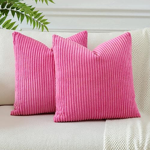 JOTOM 2er Set Cord Kissenbezüge Kissenhülle Dekorative Zierkissen Sofakissen Couchkissen Dekokissen Kissenbezug Deko Kissenhülle für Sofa Wohnzimmer 40x40cm Rosa Rot von JOTOM