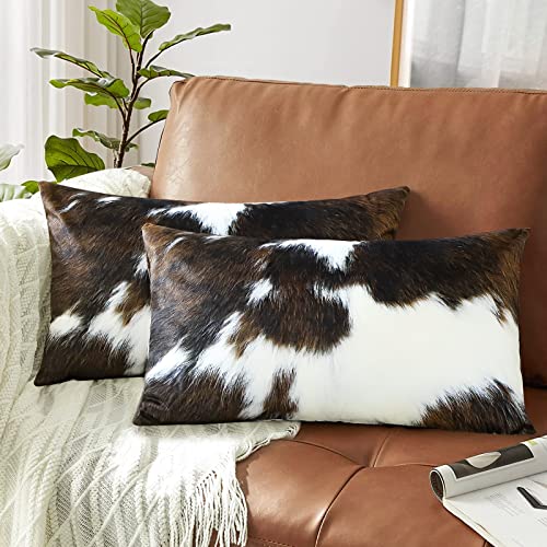 JOTOM 2er Set Kissenbezüge Sofakissen Dekorative Plüsch Dekokissen Kuschelkissen Plüschkissen Couchkissen Weich Flauschig Kissenbezug für Sofa Schlafzimmer (30 x 50 cm, Kuh Muster) von JOTOM