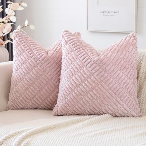JOTOM 2er Set Kordsamt Kissenbezüge, Dekorative Weich Boho Kissenbezug Moderne Patchwork Kissenhüllen Sofakissen Dekokissen Zierkissenbezug für Wohnzimmer Schlafzimmer Deko (40x40cm, Rosa) von JOTOM