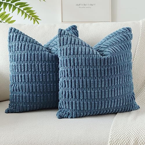 JOTOM 2er Set Kordsamt Weicher Kissenbezüge Moderne Kissenhüllen Dekorative Sofakissen Dekokissen Zierkissenbezug für Wohnzimmer Sofa Schlafzimmer Malachitblau 45x45 cm von JOTOM