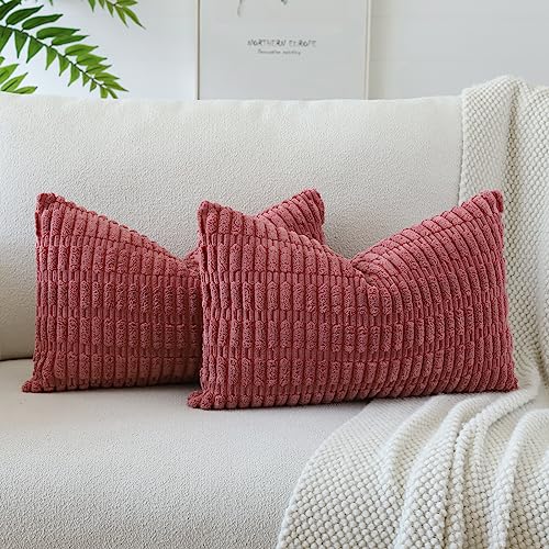 JOTOM 2er Set Kordsamt Weicher Kissenbezüge Moderne Kissenhüllen Dekorative Sofakissen Dekokissen Zierkissenbezug für Wohnzimmer Sofa Schlafzimmer Marmelade 30x50 cm von JOTOM