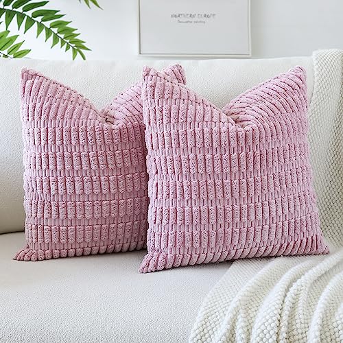 JOTOM 2er Set Kordsamt Weicher Kissenbezüge Moderne Kissenhüllen Dekorative Sofakissen Dekokissen Zierkissenbezug für Wohnzimmer Sofa Schlafzimmer Rosa Lila 40x40 cm von JOTOM