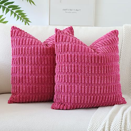 JOTOM 2er Set Kordsamt Weicher Kissenbezüge Moderne Kissenhüllen Dekorative Sofakissen Dekokissen Zierkissenbezug für Wohnzimmer Sofa Schlafzimmer Rose Rot 40x40 cm von JOTOM