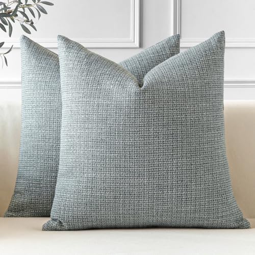 JOTOM 2er Set Leinen Kissenbezüge, Dekorative Weich Einfarbig Wurf Kissenbezug Moderne Kissenhüllen Sofakissen Dekokissen Zierkissenbezug für Wohnzimmer Schlafzimmer Deko (45x45cm, Dunkelgrau) von JOTOM