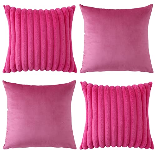 JOTOM 4er Set Kissenbezug Kissen Zierkissenbezug Dekokissen Streifen Kissenbezüge Kissenhülle Zierkissen Überwurf Sofakissen Deko Weich Couchkissen Bezug für Sofa Schlafzimmer (45 x 45 cm, Roserot) von JOTOM