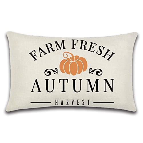 JOTOM Herbst Kissenbezug 30 x 50 cm Dekorativ Kissenhülle Fallen Dekokissen Sofakissen Bezug für Sofa Couch Schlafzimmer Outdoor Bauernhof (Ernte) von JOTOM